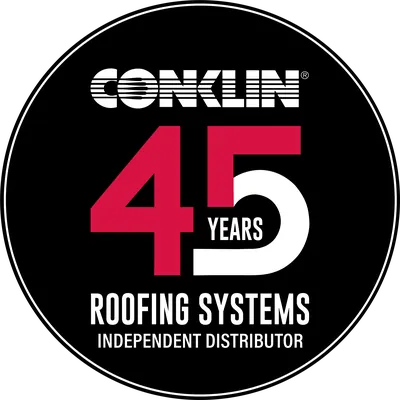 Conklin Roofing Systems 45 Years independent distributor badge